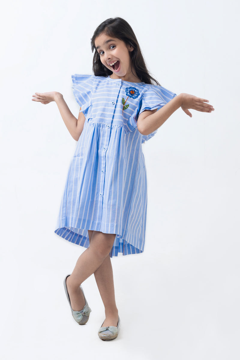 Florette in blue dress