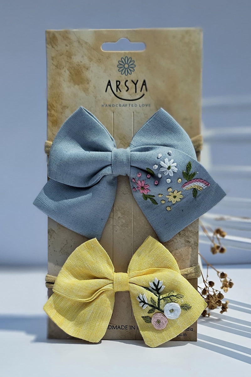 Colourburst and sunshine set of 2 baby headbands