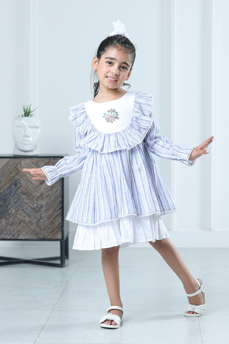 ORCHID BLUE RUFFLES DRESS