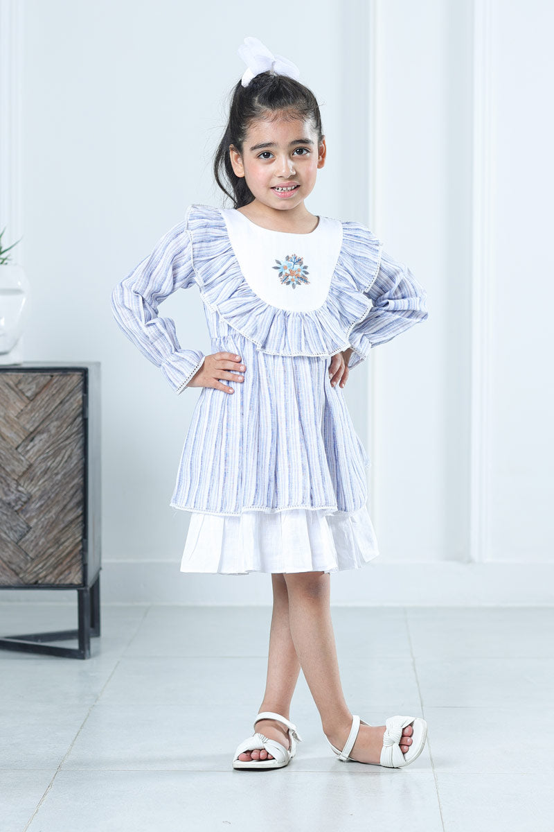 ORCHID BLUE RUFFLES DRESS