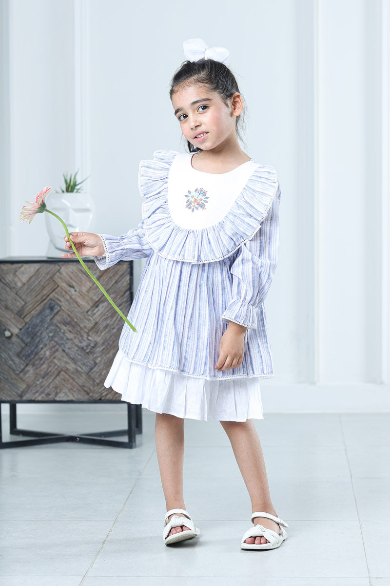ORCHID BLUE RUFFLES DRESS