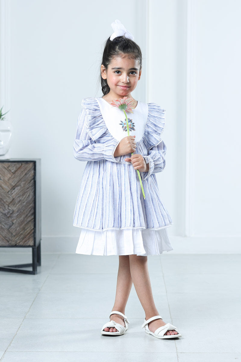 ORCHID BLUE RUFFLES DRESS