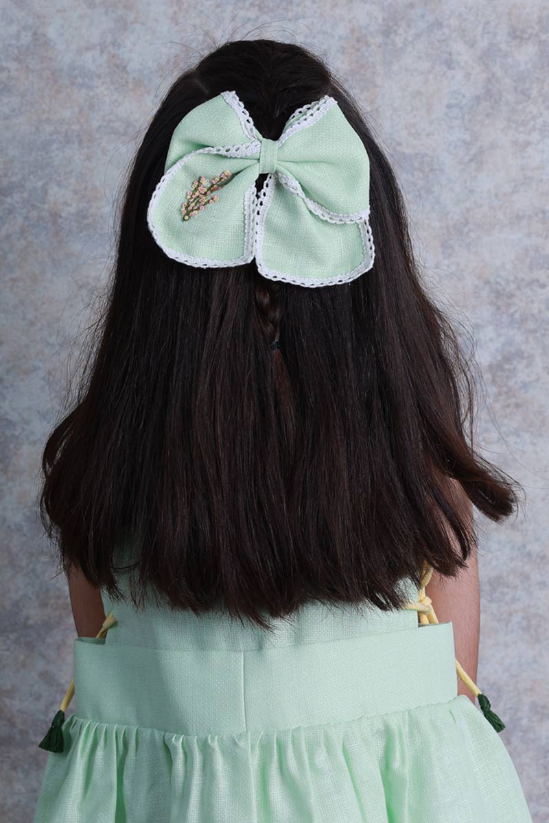 Pastel Green Hand Embroidered Bow