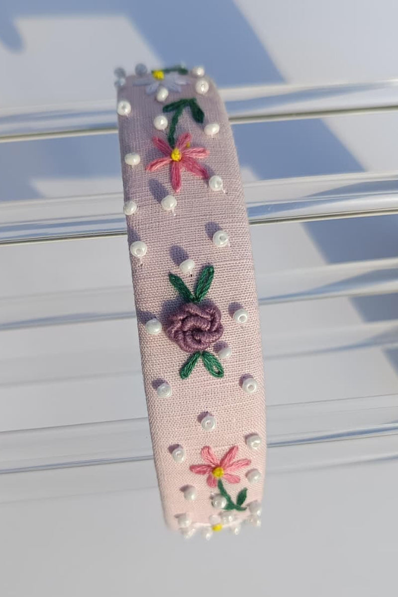 Pink peony hairband