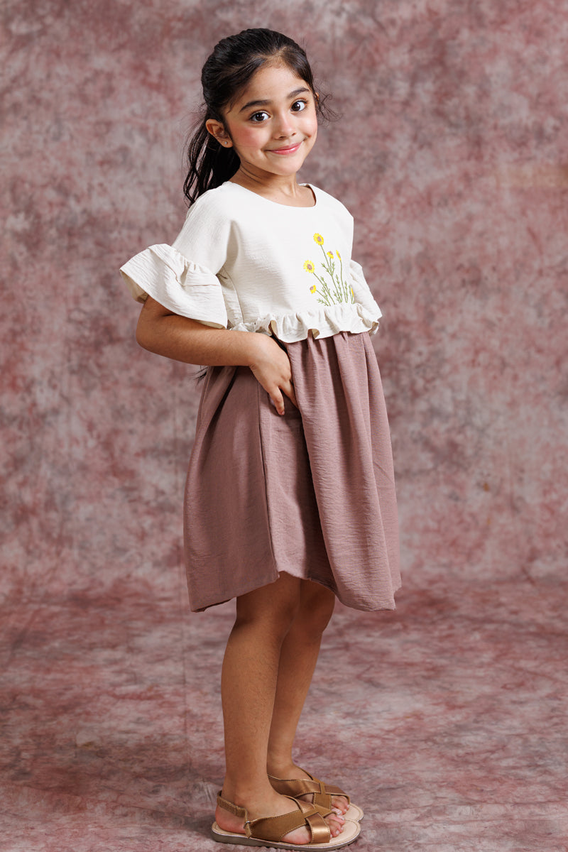 Cream And Cocoa Sunflower Dress