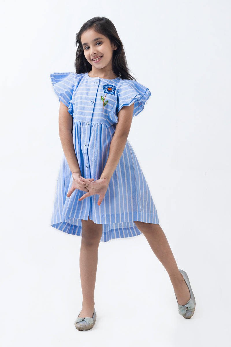Florette in blue dress
