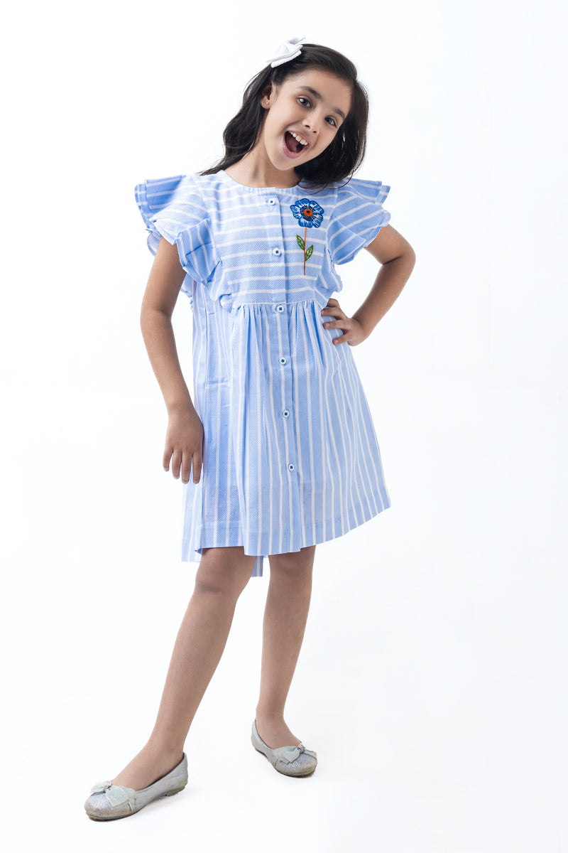 Florette in blue dress