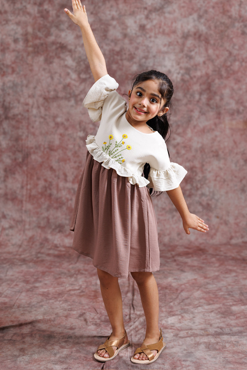 Cream And Cocoa Sunflower Dress