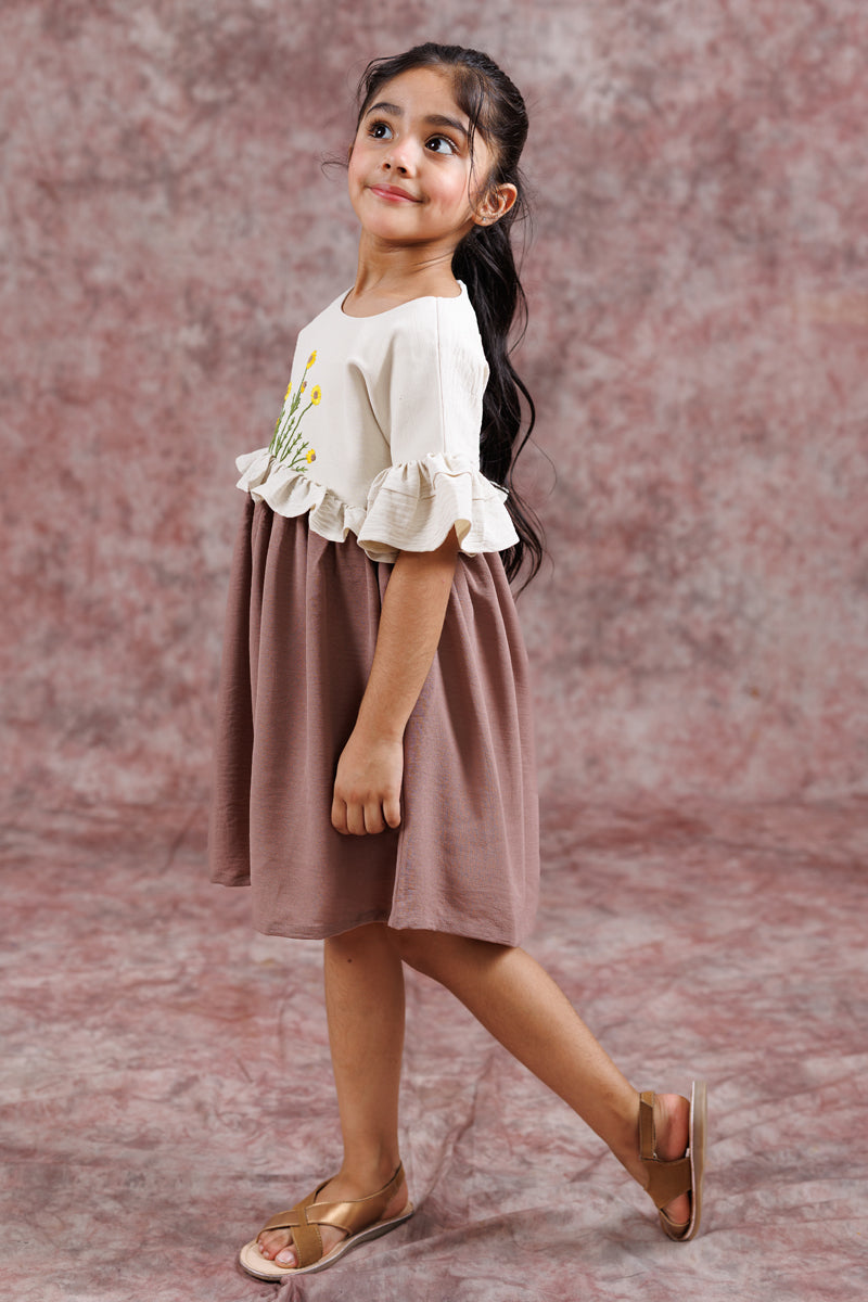 Cream And Cocoa Sunflower Dress