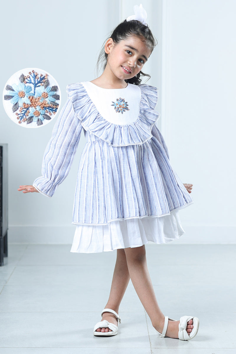 ORCHID BLUE RUFFLES DRESS