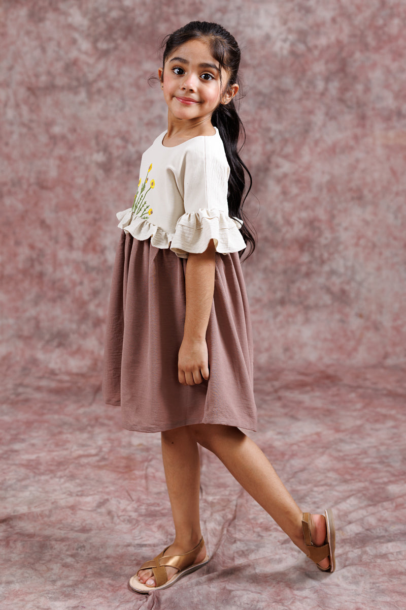 Cream And Cocoa Sunflower Dress