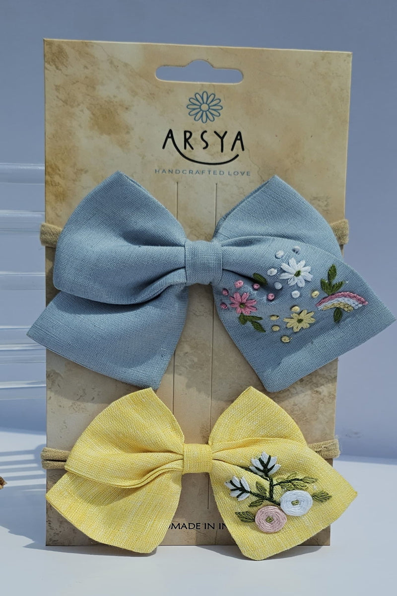 Colourburst and sunshine set of 2 baby headbands