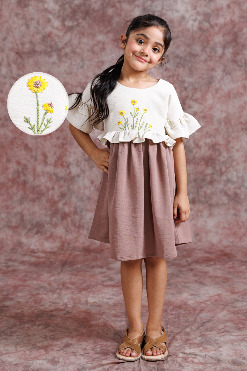 Cream And Cocoa Sunflower Dress