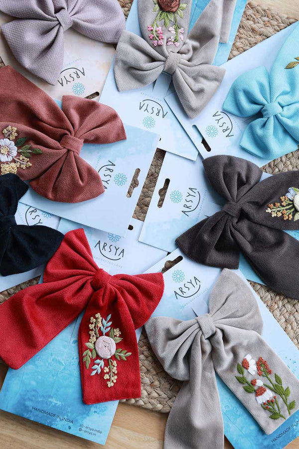 Assorted Set of 3 Bows (Velvet and Cotton)