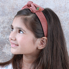 Brown Velvet Hand Embroidered Bow Head Band
