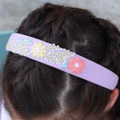 Lavender Hand Embroidered Head Band