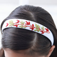 White Hand Embroidered Head Band