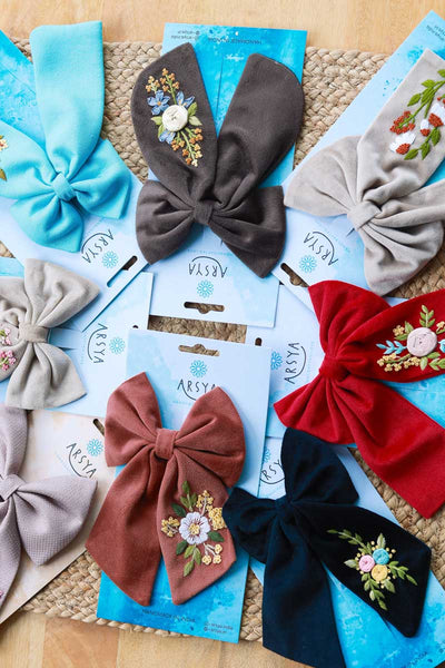 Assorted Set of 3 Bows (Velvet and Cotton)