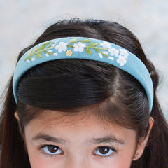 Teal Velvet Hand Embroidered Head Band