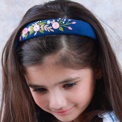 Navy Velvet Hand Embroidered Head Band