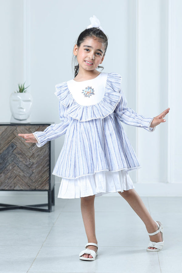 ORCHID BLUE RUFFLES DRESS