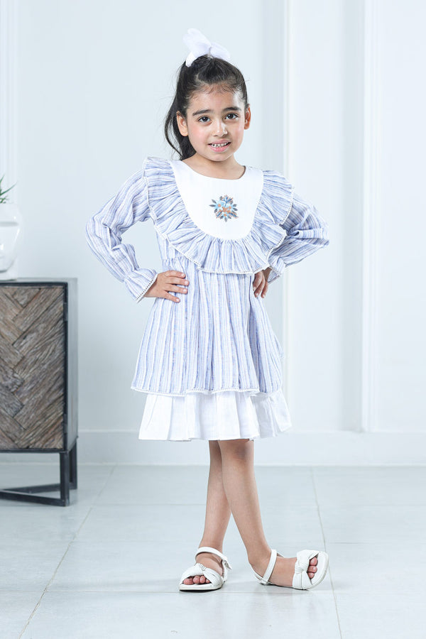 ORCHID BLUE RUFFLES DRESS