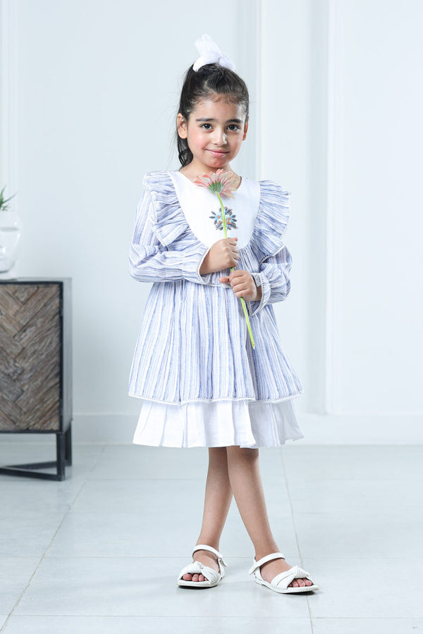 ORCHID BLUE RUFFLES DRESS