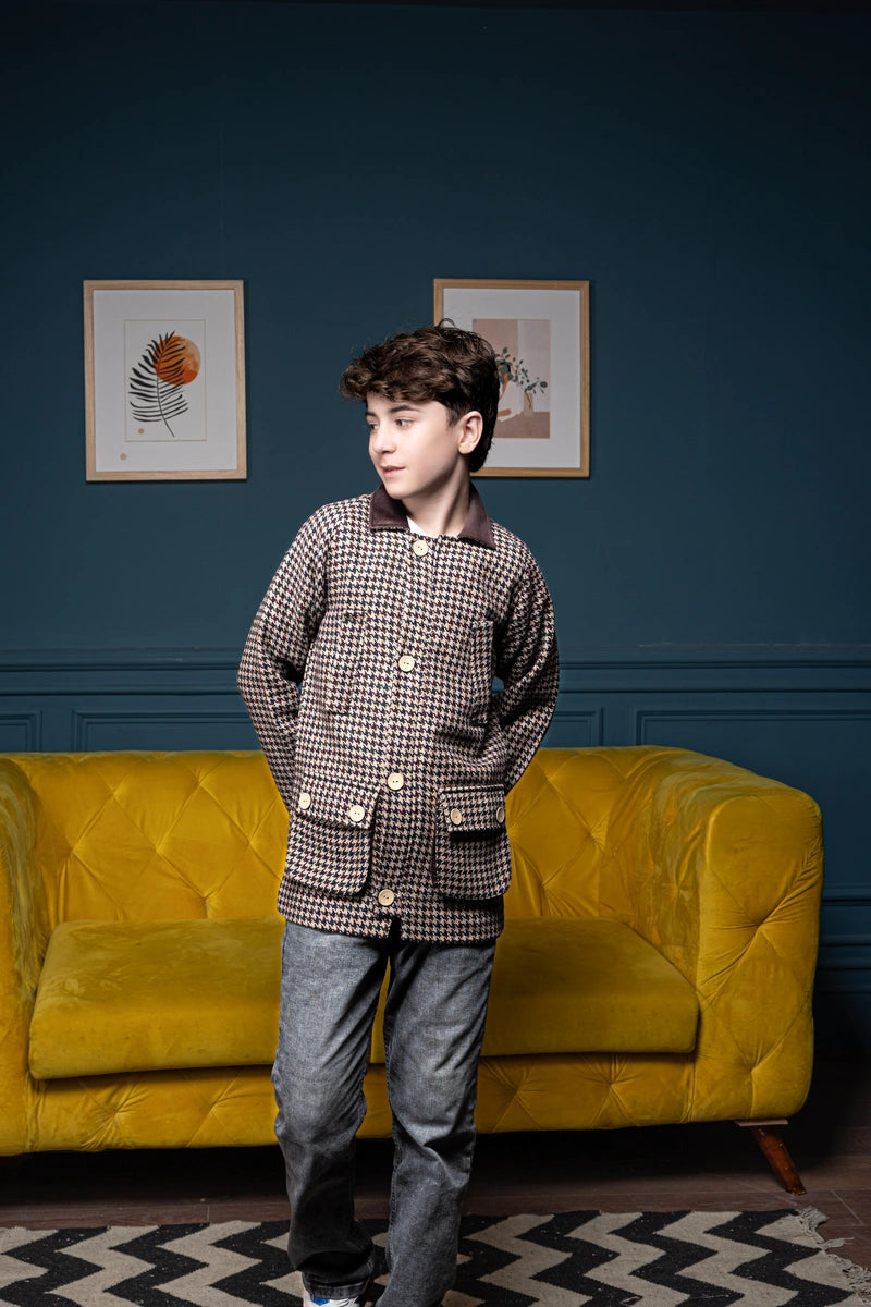 Brown Gridline Classic Jacket