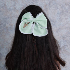Pastel Green Hand Embroidered Bow