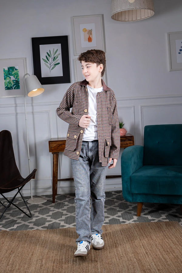 Brown Gridline Classic Jacket