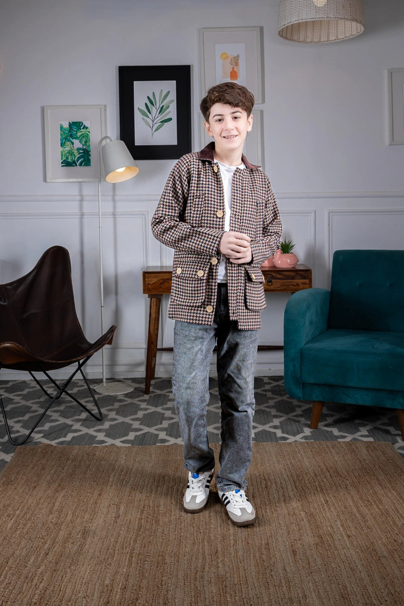 Brown Gridline Classic Jacket