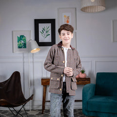 Brown Gridline Classic Jacket