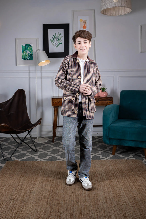 Brown Gridline Classic Jacket