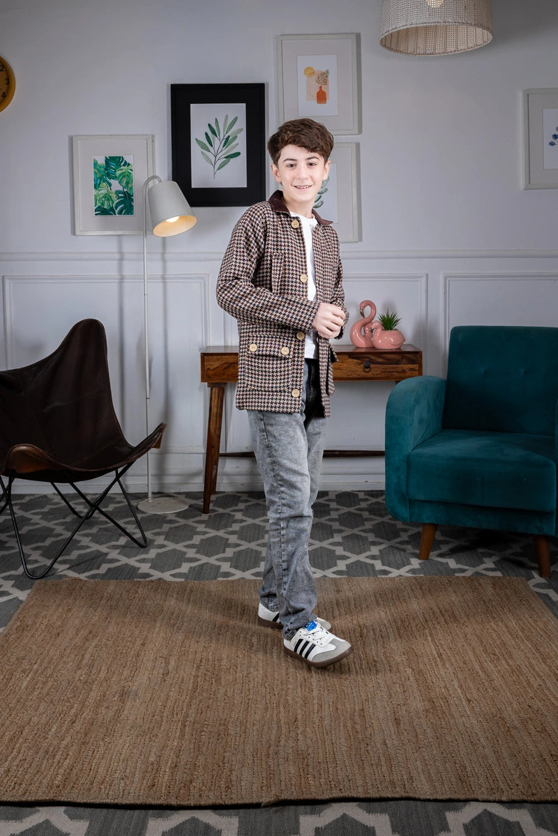 Brown Gridline Classic Jacket