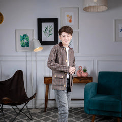 Brown Gridline Classic Jacket