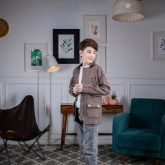 Brown Gridline Classic Jacket