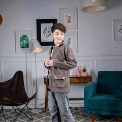 Brown Gridline Classic Jacket