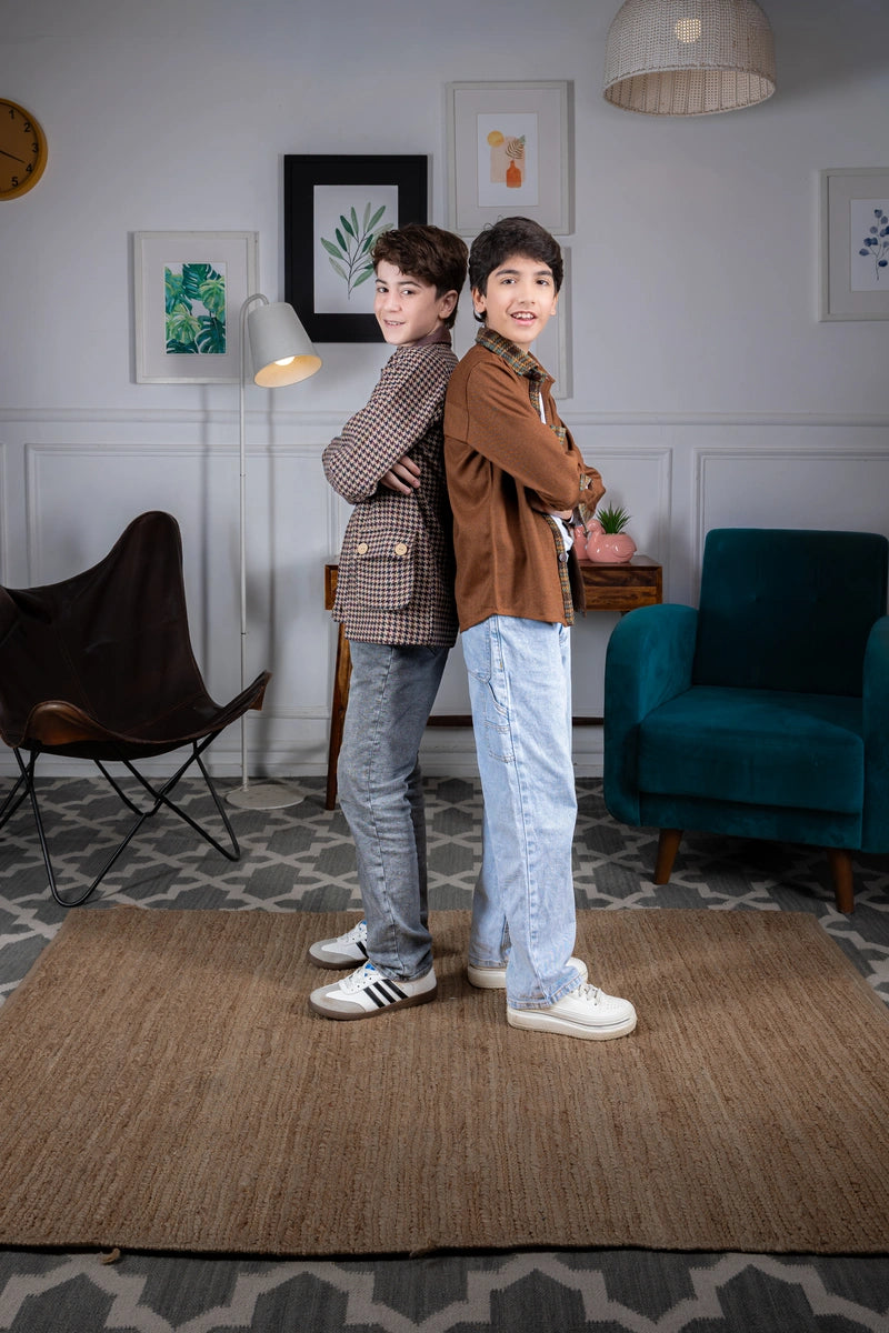 Brown Gridline Classic Jacket