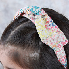 Multi Coloured Self Embroidered Bow Head Band