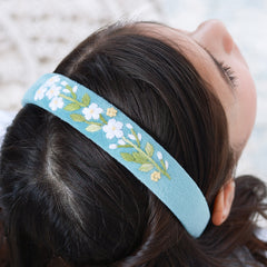 Teal Velvet Hand Embroidered Head Band