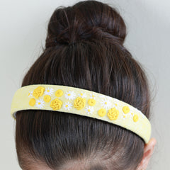 Yellow Linen Hand Embroidered Head Band