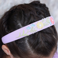 Lavender Hand Embroidered Head Band