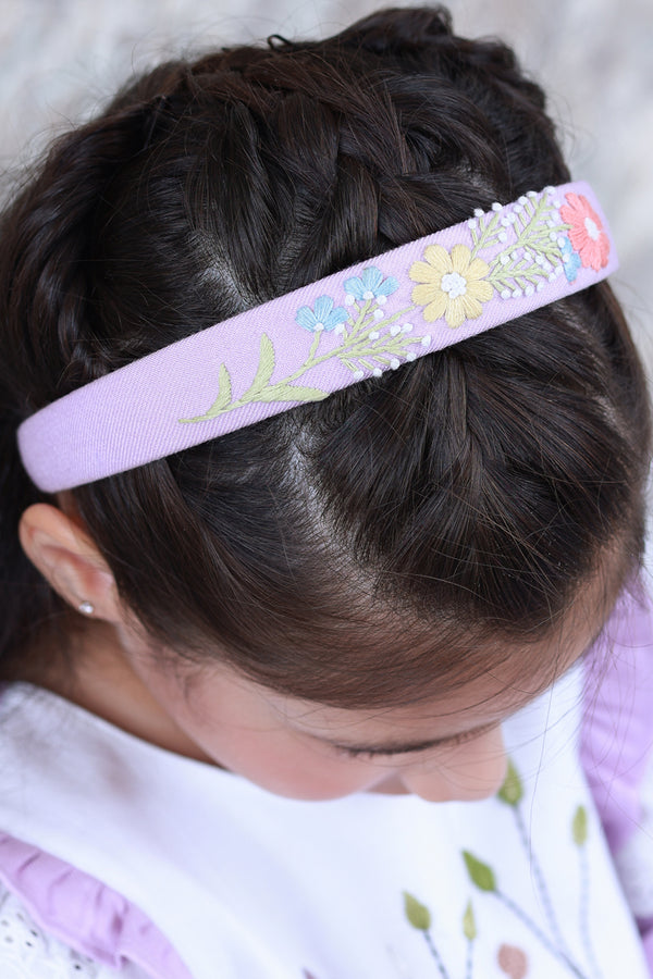Lavender Hand Embroidered Head Band