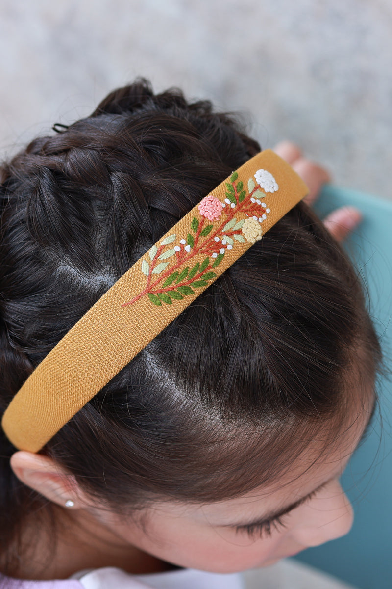 Mustard Hand Embroidered Head Band