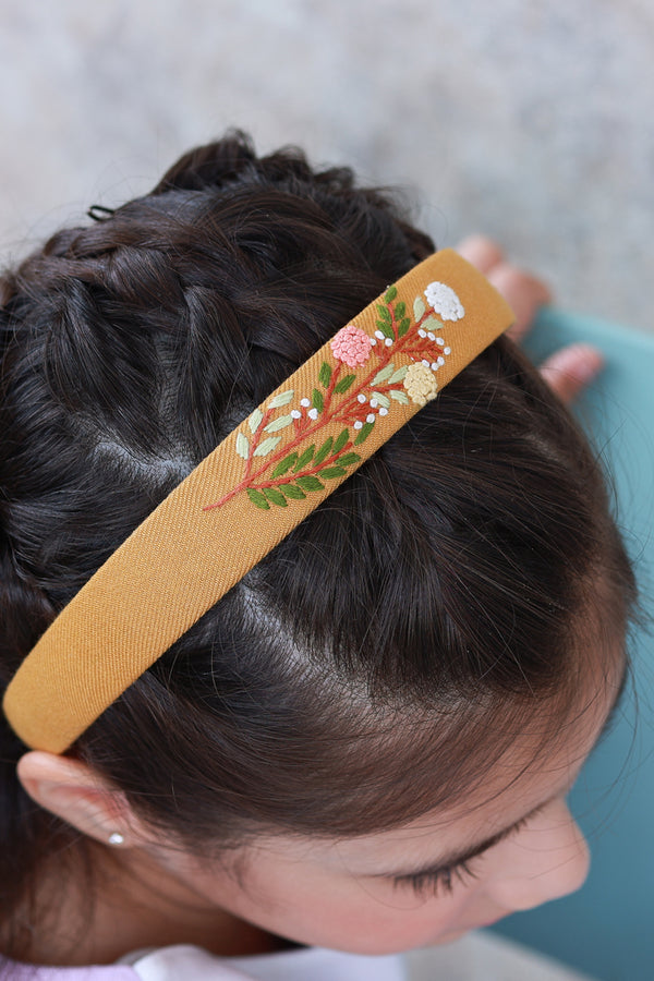 Mustard Hand Embroidered Head Band