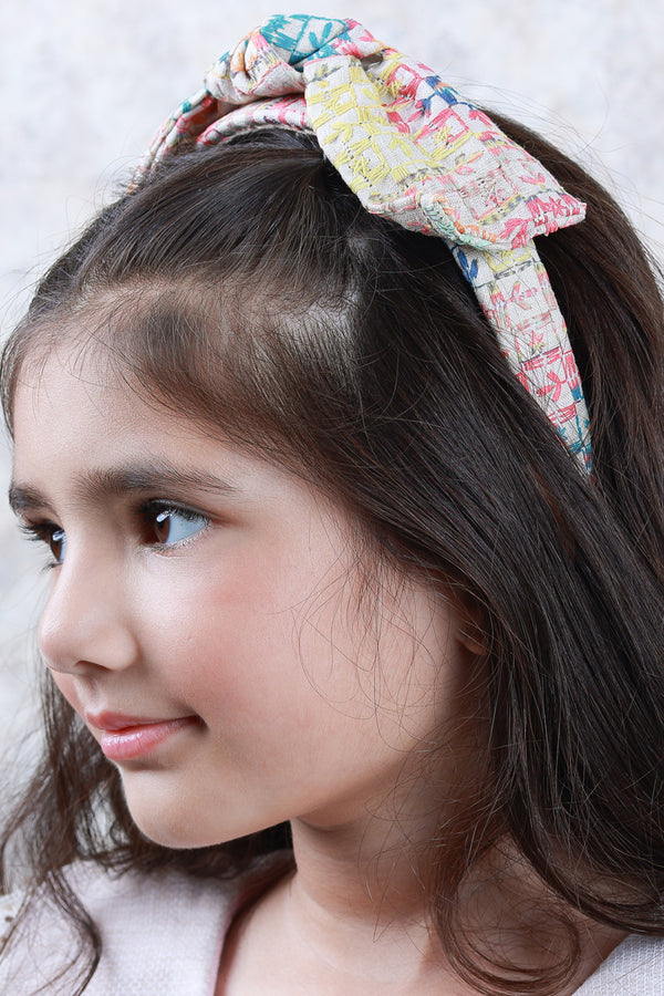 Multi Coloured Self Embroidered Bow Head Band