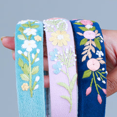 Lavender Hand Embroidered Head Band