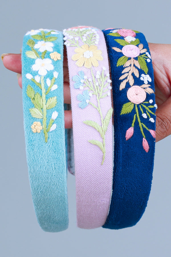 Lavender Hand Embroidered Head Band