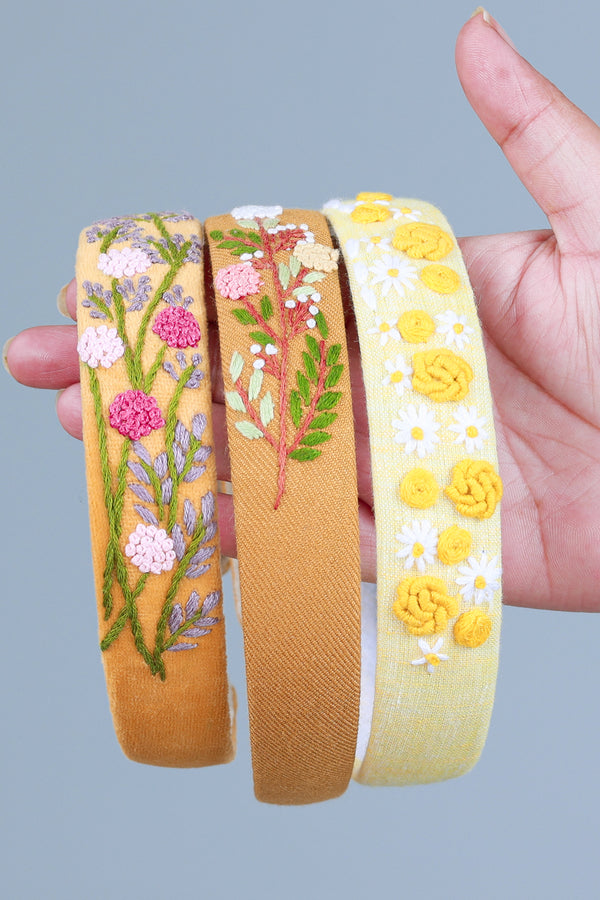 Mustard Hand Embroidered Head Band