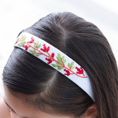 White Hand Embroidered Head Band